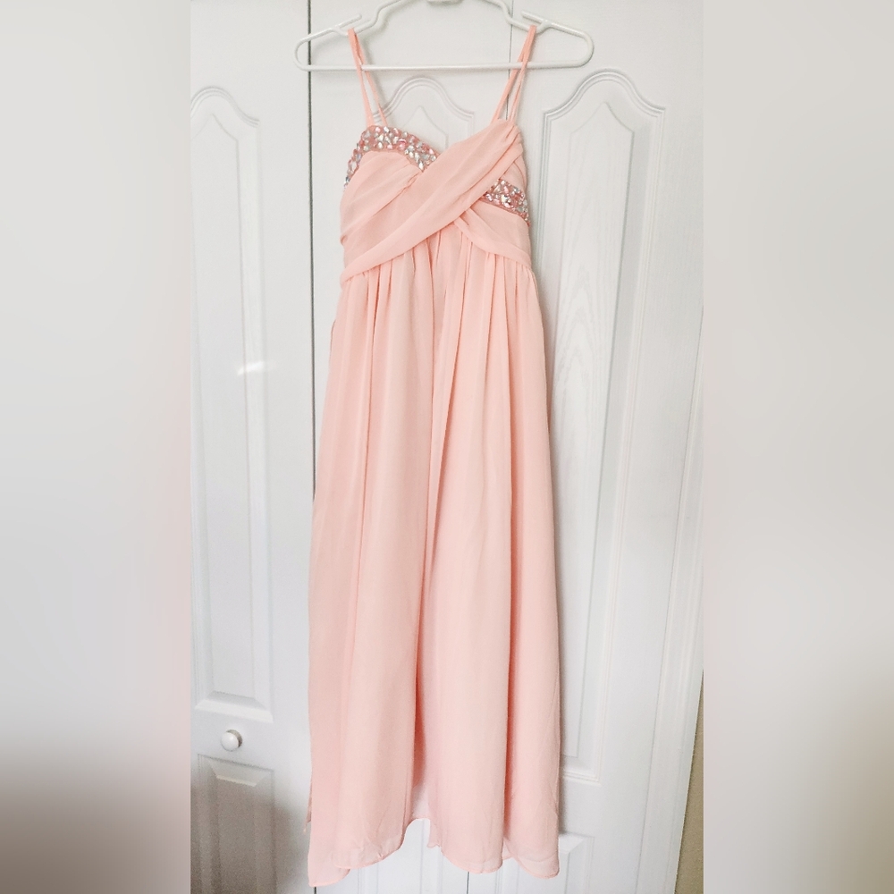 Elegant jeweled special occasion chiffon dress